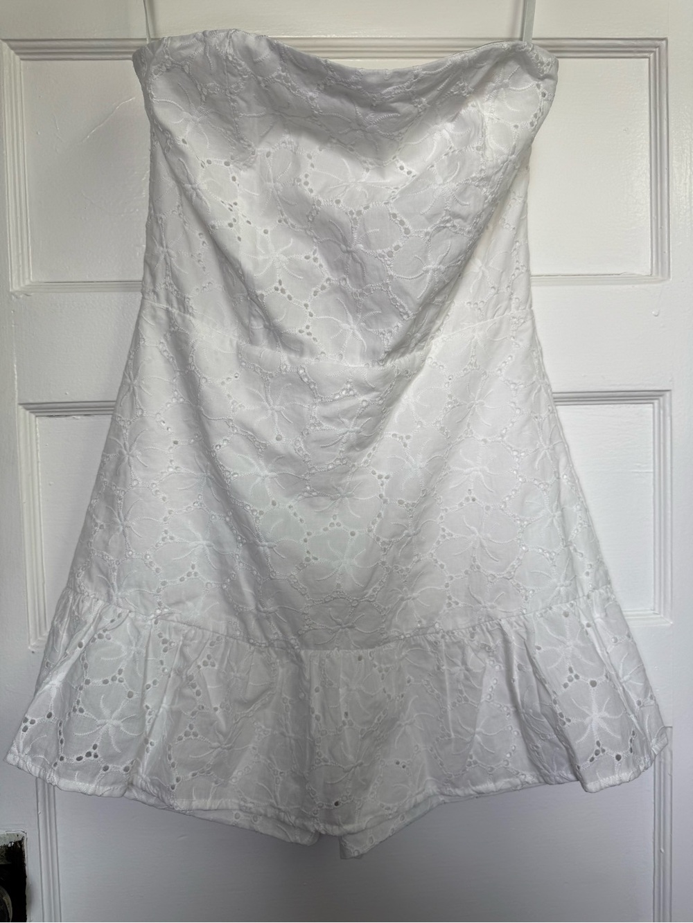 Altar'd State White Strapless Eyelet Romper Cottagecore Coastal Grandmother Sz M